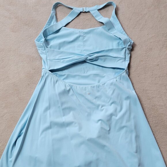 Halara Cloudful Air Twist Knot Athletic Dress | Light Blue | Built-In Shorts | T - Picture 2 of 6